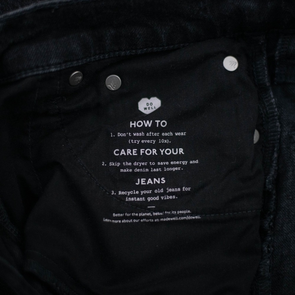 Madewell 90s Straight Jeans Women's 26 Black Rinse Wash Denim High-Rise Grunch - Picture 8 of 8